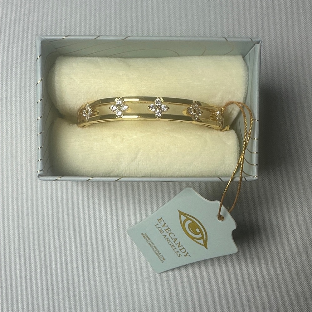 Eye Candy Gold Bracelet with Silver Floral Clove CZ Accents